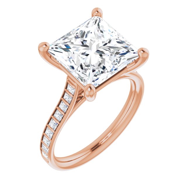 10K Rose Gold Customizable Princess/Square Cut Style with Princess Channel Bar Setting