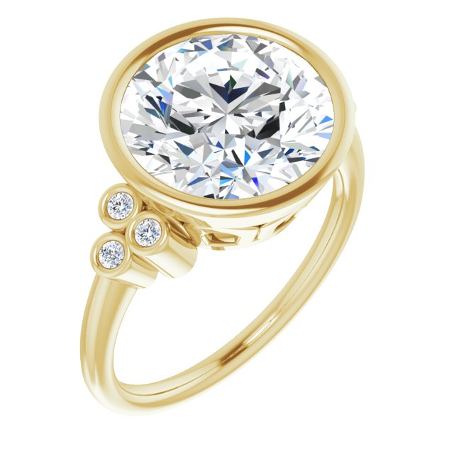 10K Yellow Gold Customizable 7-stone Round Cut Style with Triple Round-Bezel Accent Cluster Each Side