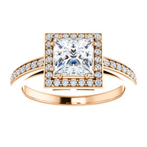 Cubic Zirconia Engagement Ring- The Kira (Customizable Cathedral-Halo Princess Cut Design with Thin Pavé Band)