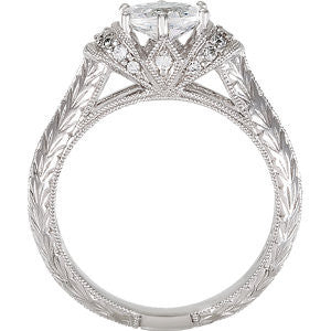 Cubic Zirconia Engagement Ring- The ________ Naming Rights 69-821 (1.18 TCW Oval Vintage Hand-Engraved)