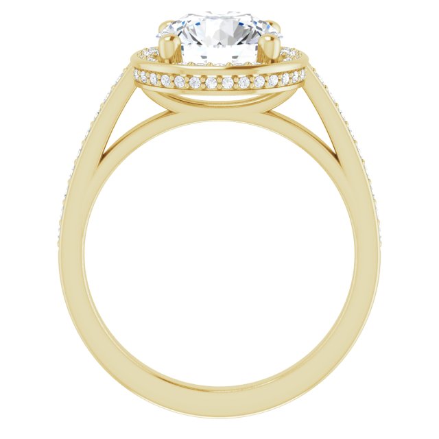 Cubic Zirconia Engagement Ring- The Estelle (Customizable Cathedral-Halo Round Cut Design with Under-halo & Shared Prong Band)