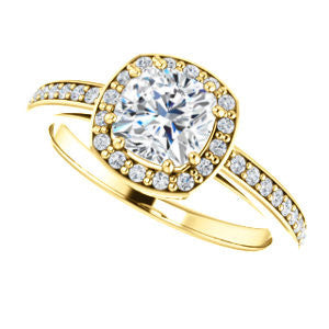 Cubic Zirconia Engagement Ring- The Kira (Customizable Cathedral-Halo Cushion Cut Design with Thin Pavé Band)