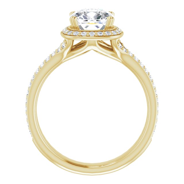 Cubic Zirconia Engagement Ring- The Kylee (Customizable Cathedral-set Cushion Cut Style with Split-Pavé Band)
