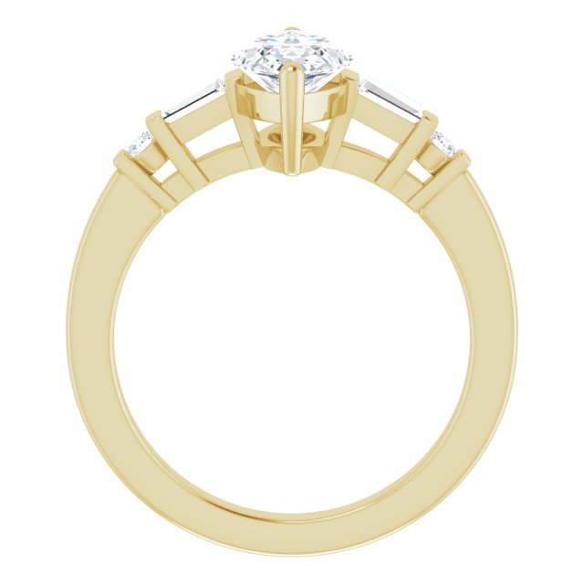 Cubic Zirconia Engagement Ring- The Belem (Customizable 5-stone Baguette+Round-Accented Marquise Cut Design))