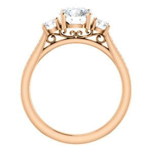 CZ Wedding Set, featuring The Tess engagement ring (Customizable Round Cut Trellis-Enhanced Bridge Setting with Semi-Pavé Band)