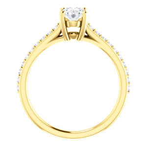 Cubic Zirconia Engagement Ring- The Tanisha (Customizable Cathedral-set Oval Cut Design with Thin Pavé Band)