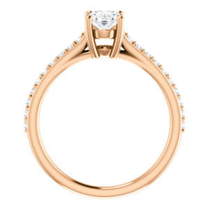 Cubic Zirconia Engagement Ring- The Tanisha (Customizable Cathedral-set Oval Cut Design with Thin Pavé Band)