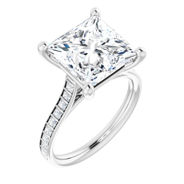 10K White Gold Customizable Princess/Square Cut Style with Princess Channel Bar Setting