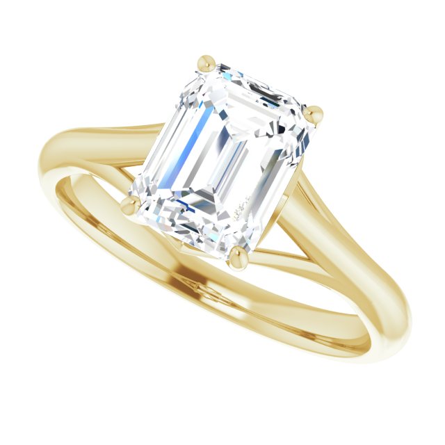 Cubic Zirconia Engagement Ring- The Holly (Customizable Emerald Cut Solitaire with Crosshatched Prong Basket)