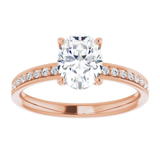 Cubic Zirconia Engagement Ring- The Helena (Customizable Classic Prong-set Oval Cut Design with Shared Prong Band)