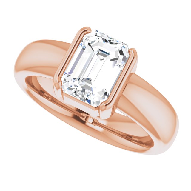 Cubic Zirconia Engagement Ring- The Charlotte (Customizable Bezel-set Emerald Cut Solitaire with Thick Band)