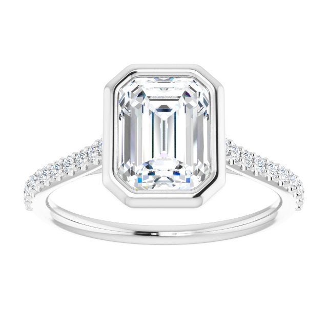 Cubic Zirconia Engagement Ring- The Careena (Customizable Bezel-set Radiant Cut Style with Ultra-thin Pavé-Accented Band)