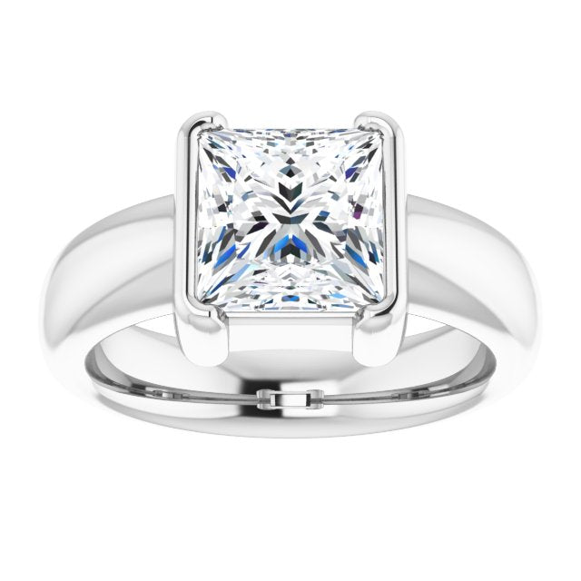 Cubic Zirconia Engagement Ring- The Charlotte (Customizable Bezel-set Princess/Square Cut Solitaire with Thick Band)