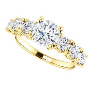 Cubic Zirconia Engagement Ring- The Lorelei (Customizable Enhanced 7-stone Round Cut Style with Pavé Band)