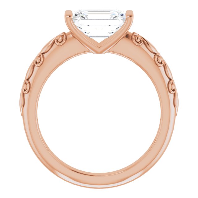 Cubic Zirconia Engagement Ring- The Cora (Customizable Bar-set Radiant Cut Setting featuring Organic Band)