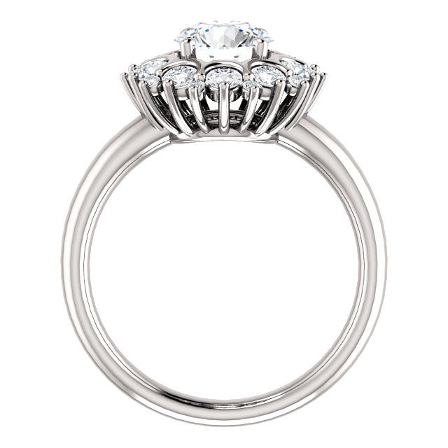 Cubic Zirconia Engagement Ring- The BettyJo (Customizable Round Cut featuring Cluster Accent Bouquet)