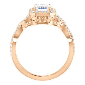 CZ Wedding Set, featuring The Benita engagement ring (Customizable Radiant Cut with Infinity Split-band Pavé and Halo)