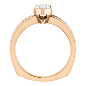 Cubic Zirconia Engagement Ring- The Monami (Customizable Bezel Marquise Cut with Split-pavé Band Accents & Euro Shank)