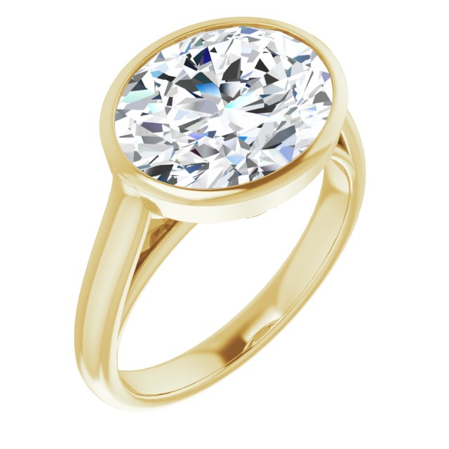 10K Yellow Gold Customizable Cathedral-Bezel Oval Cut 7-stone "Semi-Solitaire" Design