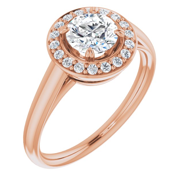 10K Rose Gold Customizable Round Cut Design with Loose Halo