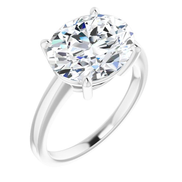 10K White Gold Customizable Bowl-Prongs Oval Cut Solitaire with Thin Band
