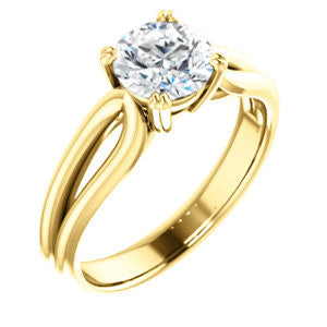 Cubic Zirconia Engagement Ring- The Jan (Customizable Round Cut Thick-Split Band Solitaire)