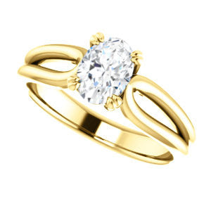 Cubic Zirconia Engagement Ring- The Jan (Customizable Oval Cut Thick-Split Band Solitaire)