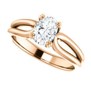 Cubic Zirconia Engagement Ring- The Jan (Customizable Oval Cut Thick-Split Band Solitaire)