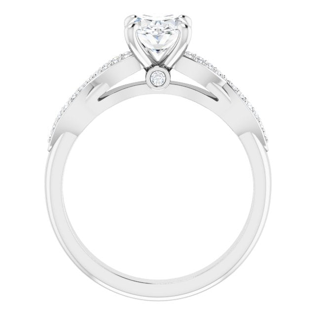 Cubic Zirconia Engagement Ring- The Lakiesha (Customizable Oval Cut Design featuring Infinity Pavé Band and Round-Bezel Peekaboos)