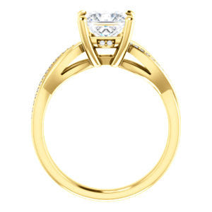 Cubic Zirconia Engagement Ring- The Louisa (Customizable Princess Cut Design with Twisting Split Pavé Band and Underhalo Accents)