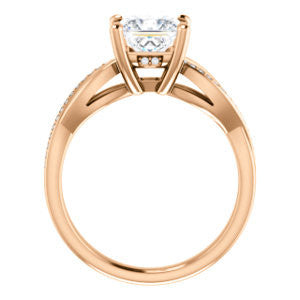 Cubic Zirconia Engagement Ring- The Louisa (Customizable Princess Cut Design with Twisting Split Pavé Band and Underhalo Accents)