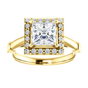 Cubic Zirconia Engagement Ring- The Lianna (Customizable Halo-Style Princess Cut Design)