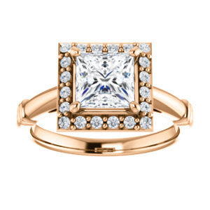 Cubic Zirconia Engagement Ring- The Lianna (Customizable Halo-Style Princess Cut Design)