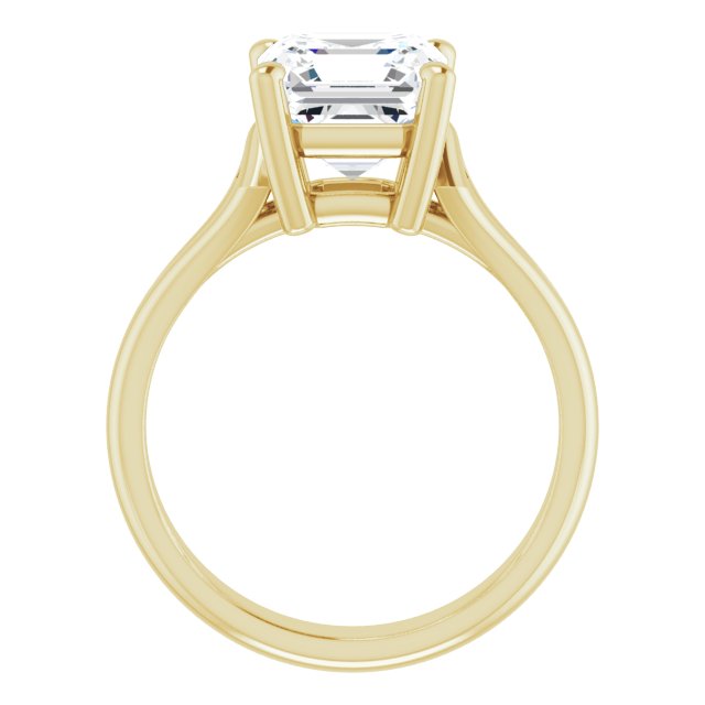 Cubic Zirconia Engagement Ring- The Frankie (Customizable Cathedral-Raised Asscher Cut Solitaire with Angular Chevron Split Band)