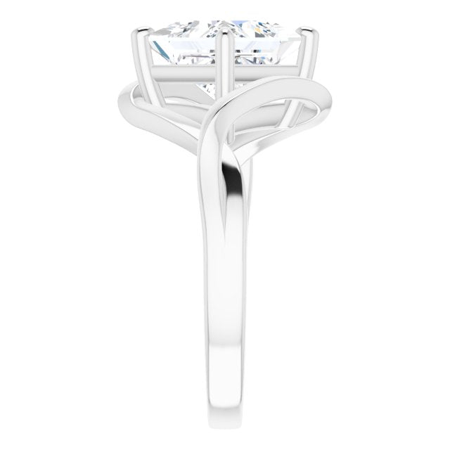 Cubic Zirconia Engagement Ring- The Helene (Customizable Princess/Square Cut Hurricane-inspired Bypass Solitaire)