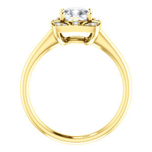 Cubic Zirconia Engagement Ring- The Rachal (Customizable Segmented Cluster-Halo Enhanced Cushion Cut Design with Thin Band)