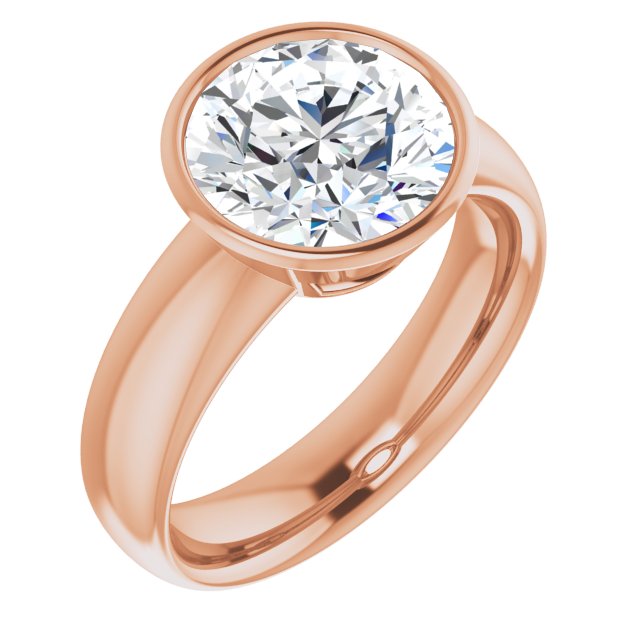 10K Rose Gold Customizable Bezel-set Round Cut Solitaire with Wide Band