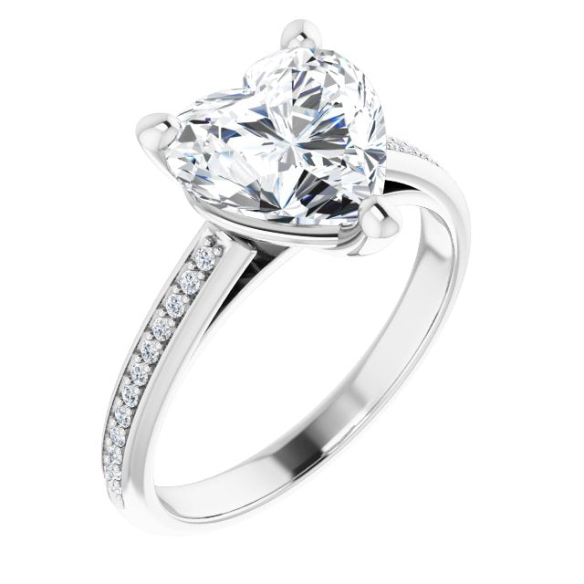 10K White Gold Customizable Cathedral-set Heart Cut Style with Shared Prong Band