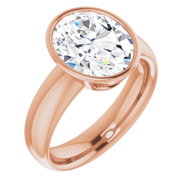 10K Rose Gold Customizable Bezel-set Oval Cut Solitaire with Wide Band