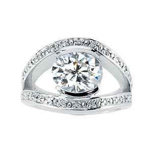 Cubic Zirconia Engagement Ring- The Sallie (3.14 TCW Oval Cut Center with Round Channel Split Band)