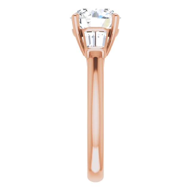Cubic Zirconia Engagement Ring- The Chloe (Customizable 5-stone Round Cut Style with Quad Tapered Baguettes)