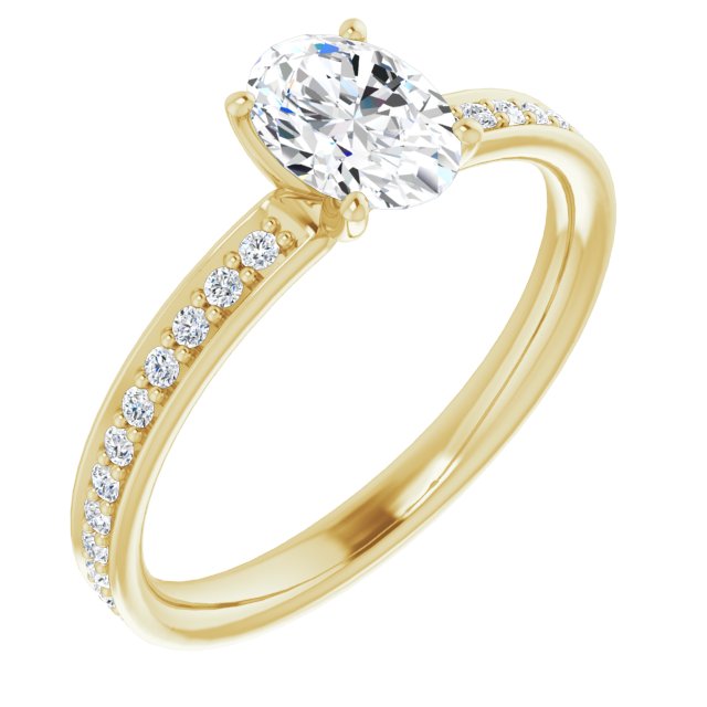 10K Yellow Gold Customizable Classic Prong-set Oval Cut Design with Shared Prong Band