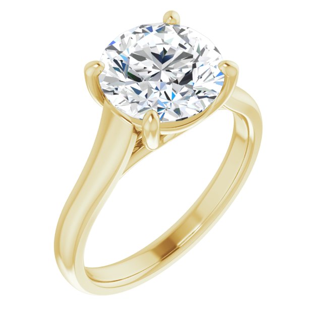 10K Yellow Gold Customizable Round Cut Cathedral-Prong Solitaire with Decorative X Trellis