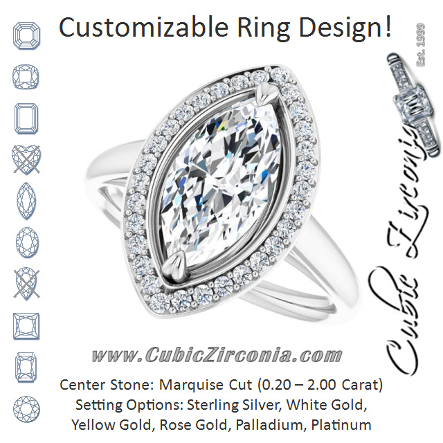 Cubic Zirconia Engagement Ring- The Arianna (Customizable Marquise Cut Design with Loose Halo)