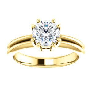 Cubic Zirconia Engagement Ring- The Reese (Customizable Round Cut Solitaire with Grooved Band)