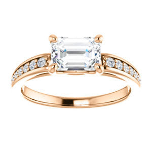 CZ Wedding Set, featuring The Sashalle engagement ring (Customizable Cathedral-Raised Emerald Cut Design with Tapered Pavé Band)