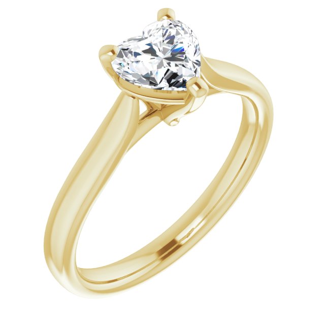 10K Yellow Gold Customizable Cathedral-Prong Heart Cut Solitaire