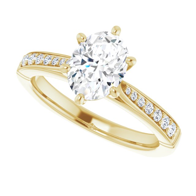 Cubic Zirconia Engagement Ring- The Ella Gabriela (Customizable Oval Cut Design with Tapered Euro Shank and Graduated Band Accents)