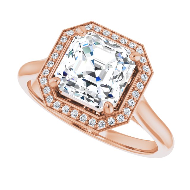 Cubic Zirconia Engagement Ring- The Cielo (Customizable Cathedral-Raised Asscher Cut Halo Style)
