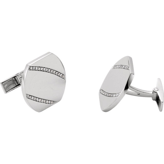 Men’s Cufflinks- 0.27 CTW Squared Oval with Gemstone Line Accents